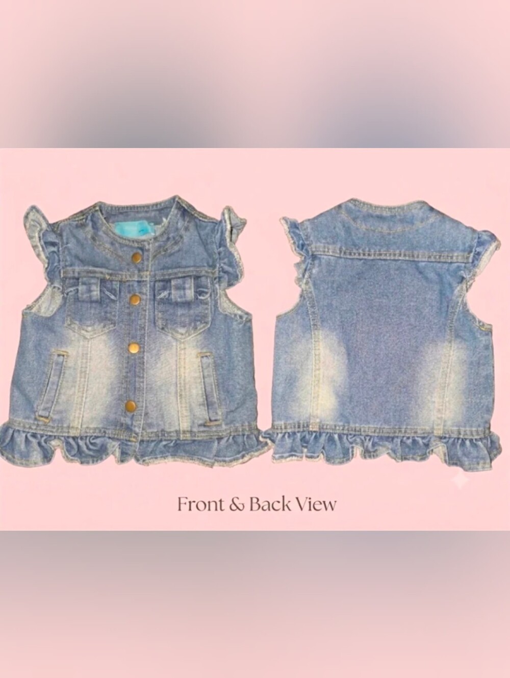 Girls' Denim Ruffle Vest - Light Blue